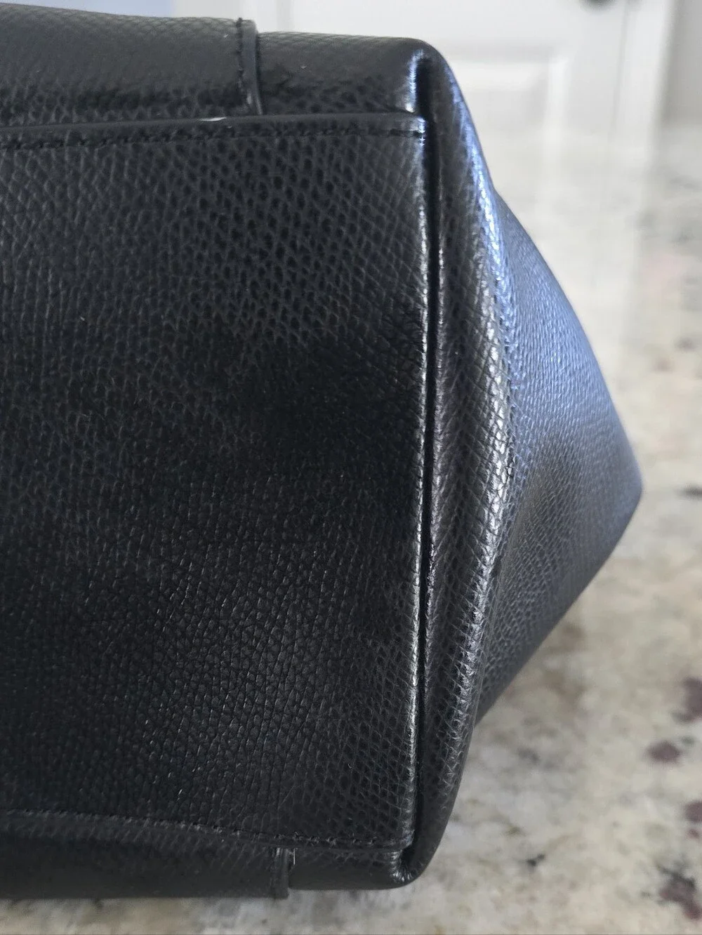 Coach Black Leather Tote with Gold Accents